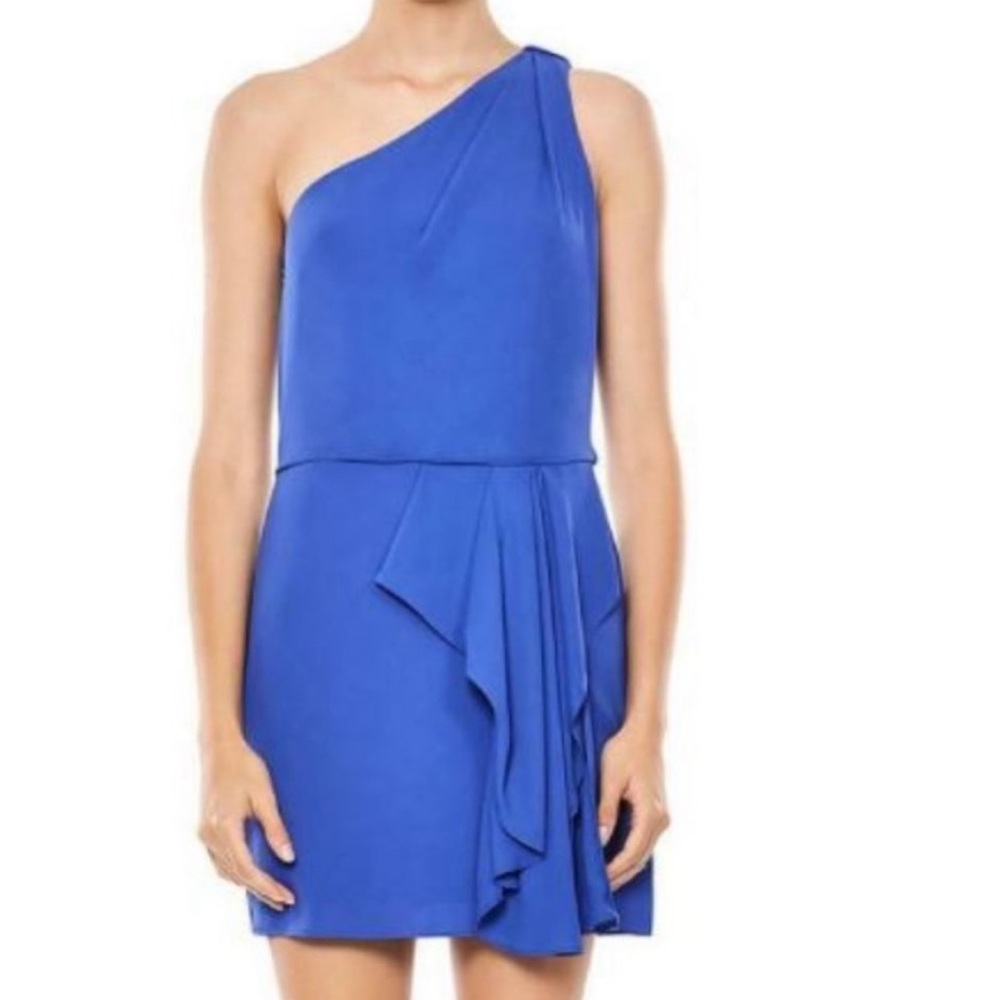 Halston One Shoulder Drape Front Dress